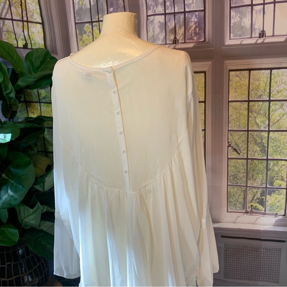 Indigo Thread Co Lace Embroidery Embroidered Off White Flowy Fancy Boho - Picture 9 of 15